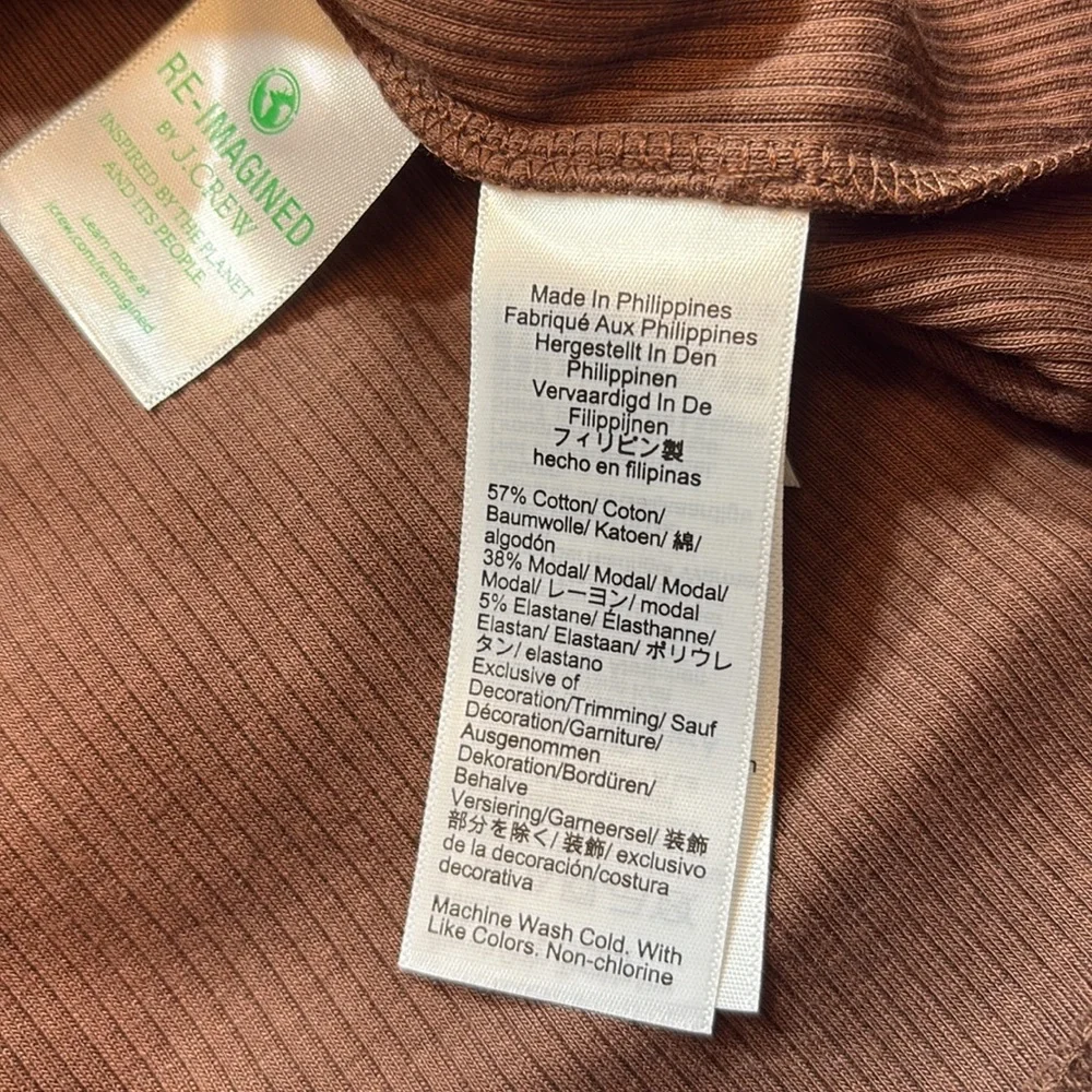 J. Crew Brown Ruffled Strap Ribbed Tank Top - Picture 8 of 9